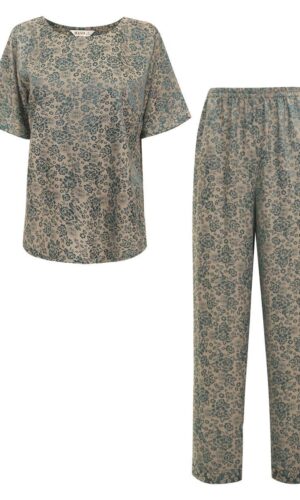 Hạnh Bộ đồ dài trung niên mặc hoa nhỏ, tay ngắn 0470/5.306