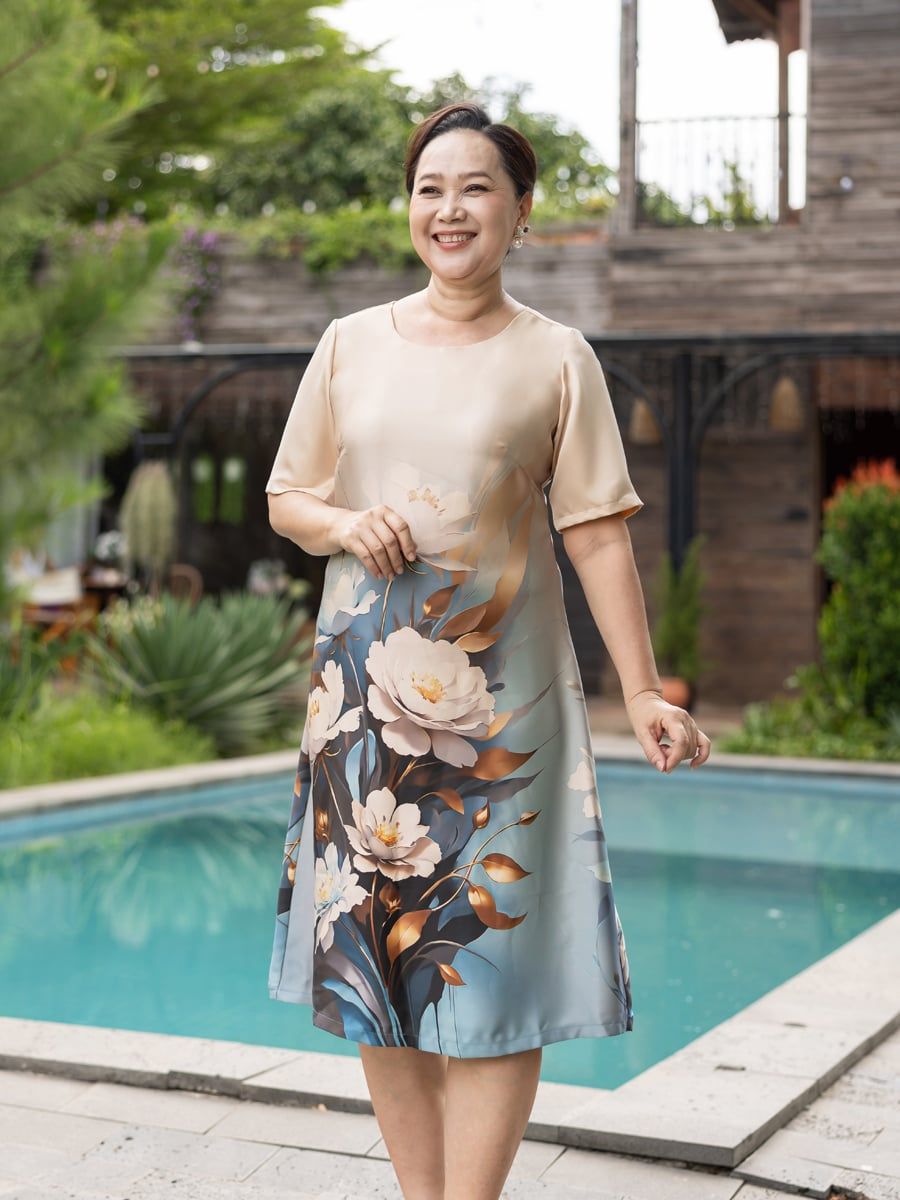 Đầm suông cổ tròn họa tiết , tay bèo 1623/4.270/5.330 - Ảnh 2