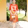Đầm suông trung niên cổ tròn tay lỡ chất liệu lụa cavan 1623/5.394
