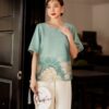 Áo cổ tròn in họa tiết, tay ngắn 2491/4.291