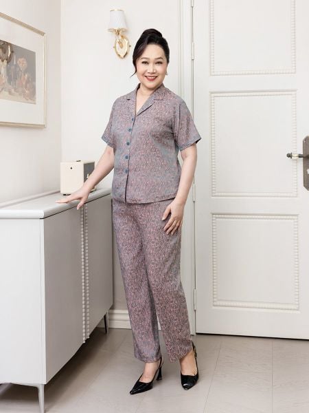 Hạnh Bộ đồ mặc nhà, tay ngắn, họa tiết hoa bát tiên 0437/5.188