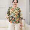 Hạnh Áo cổ tròn in họa tiết hoa, kết hạt, tay lửng 1432/5.283
